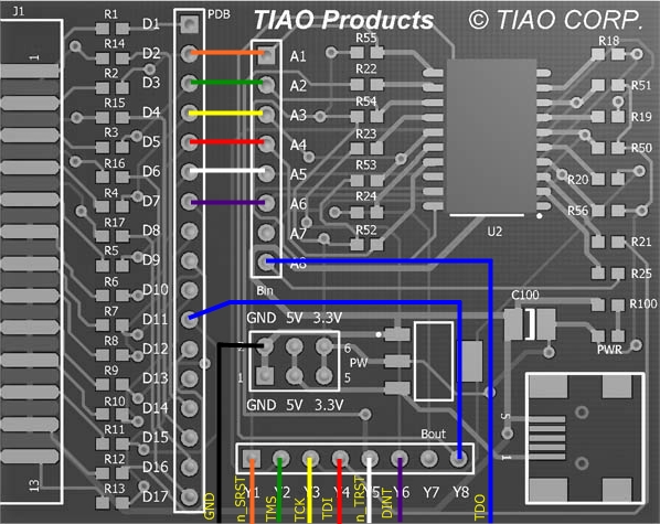 Configuration for buffered JTAG for wireless router